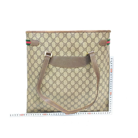 Vintage Gucci Tote Bag Brown Pvc #65395V61 - Picture 2 of 9